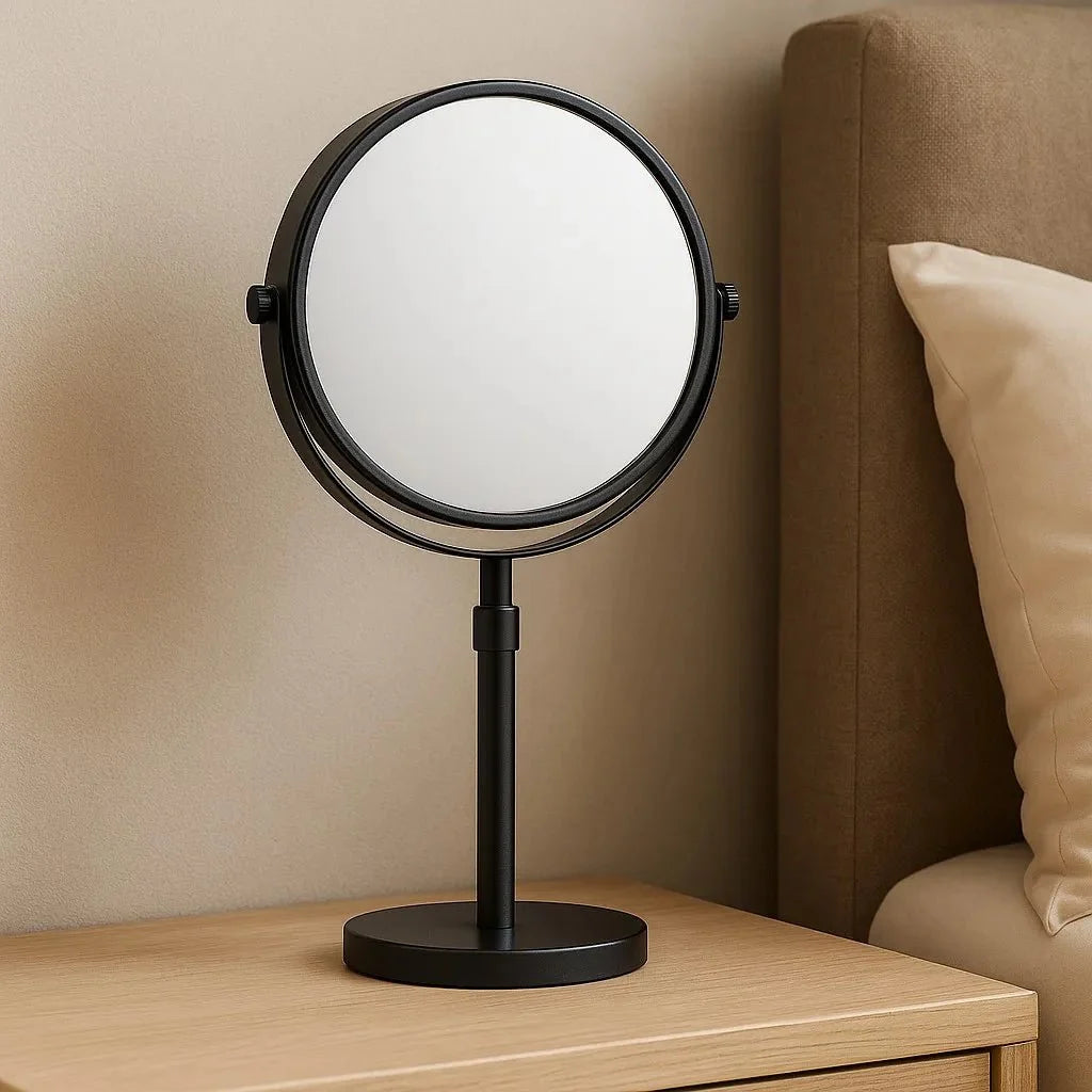 Stand-Schminkspiegel mit LED, verstellbar, 10-fache Vergrößerung, 3 Lichtmodi, aufladbar, 42–50 cm Höhe, Badezimmer | Sansoti