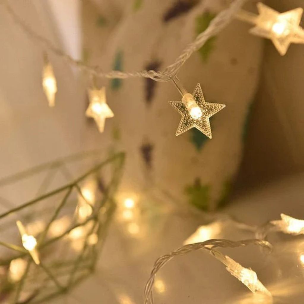 Guirlande lumineuse LED féerique à piles, blanc chaud, pour chambre d’enfant et de bébé, éclairage d’ambiance, décoration, étoiles et veilleuse | Sansoti