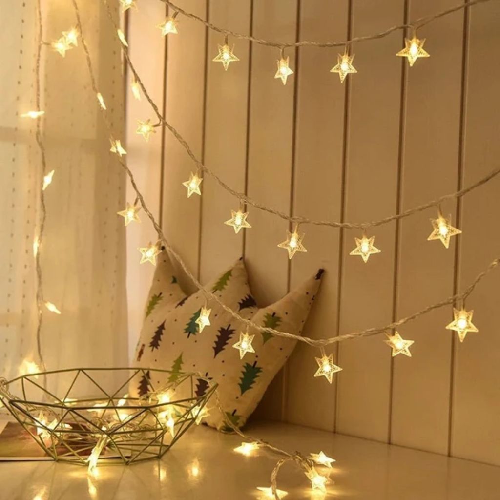 Guirlande lumineuse LED féerique à piles, blanc chaud, pour chambre d’enfant et de bébé, éclairage d’ambiance, décoration, étoiles et veilleuse | Sansoti