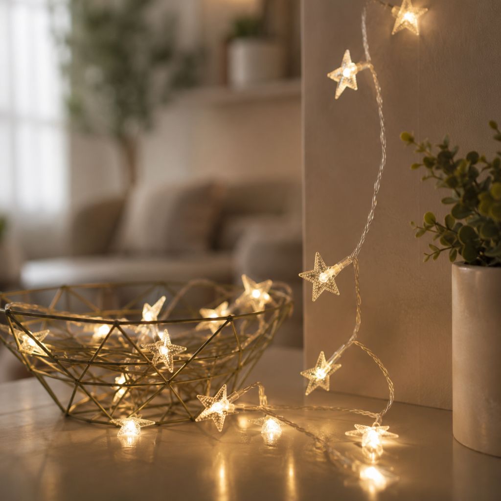 Guirlande lumineuse LED féerique à piles, blanc chaud, pour chambre d’enfant et de bébé, éclairage d’ambiance, décoration, étoiles et veilleuse | Sansoti