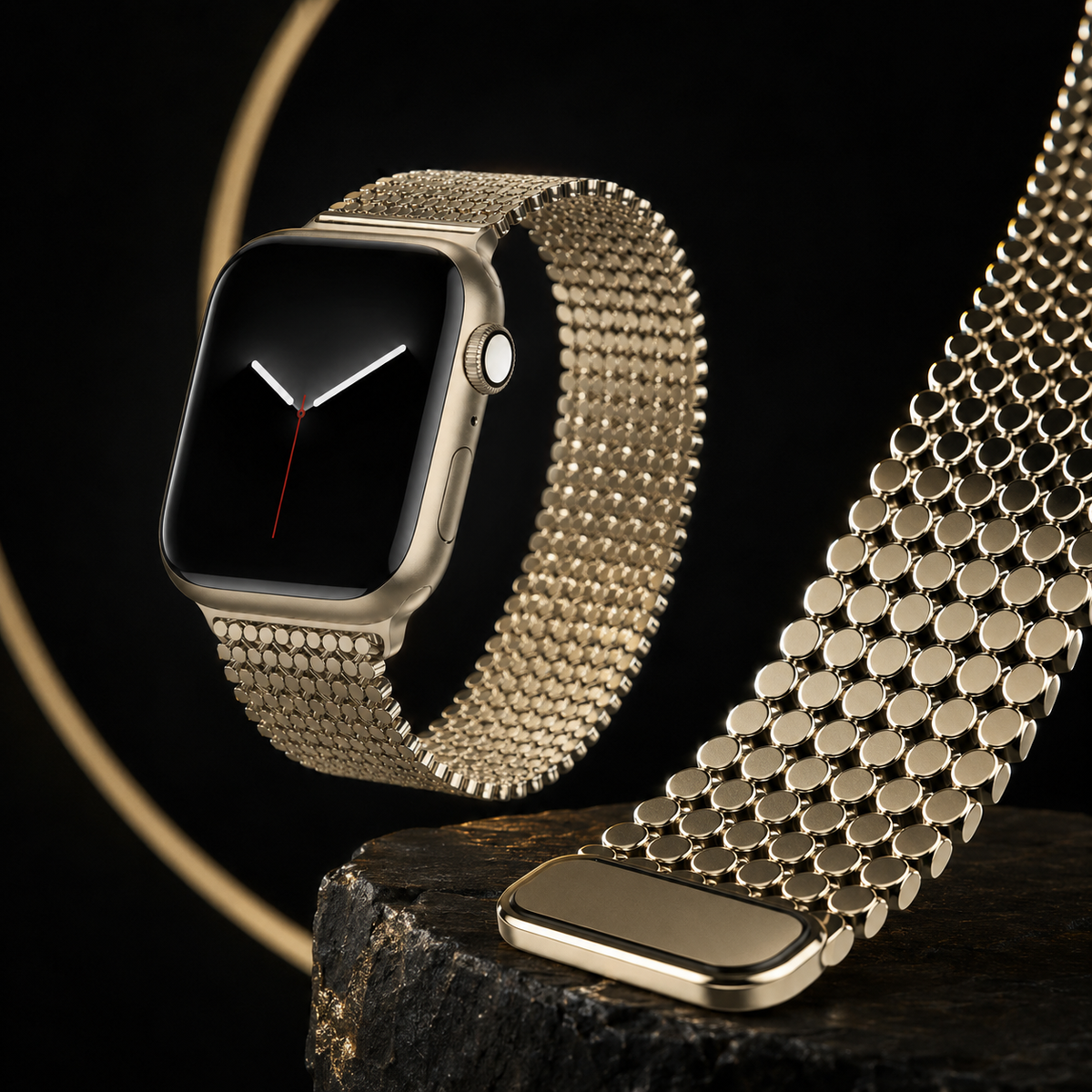 Magnetische Stalen Schakelband voor Smartwatch – Verstelbaar Metalen Bandje Polshorloge Accessoire Zilver | Sansoti