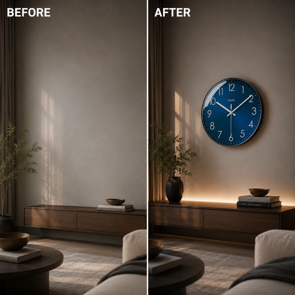 Wandklok Stille Quartz Beweging 25cm 30cm Zwart Goud Minimalistisch Modern Design voor Woonkamer Kantoor | Sansoti