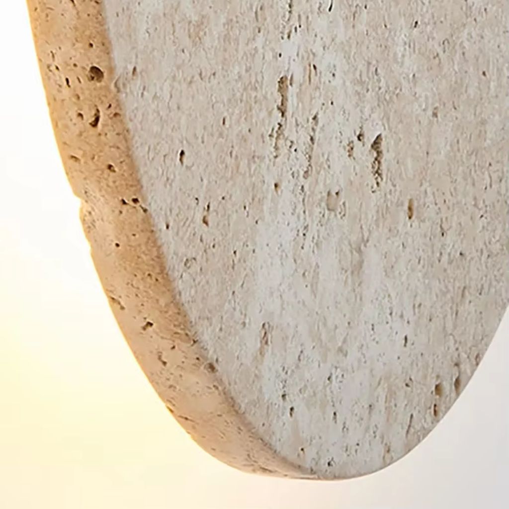 Okrągła lampa ścienna z kamienia naturalnego trawertynu LED 20–30 cm Ciepłe, neutralne lub chłodne światło Nastrojowe nowoczesne oświetlenie ścienne | Sansoti