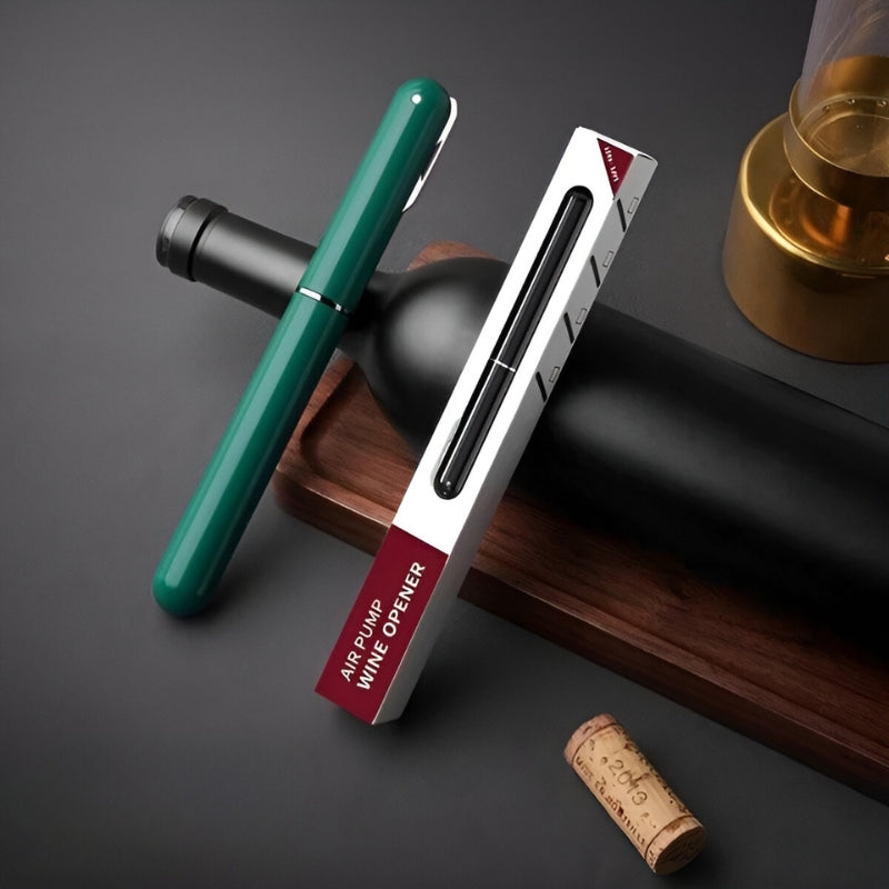 Wijnopener op Luchtdruk | Gemakkelijk Kurken Verwijderen | Elegant RVS Design | Wijnfles Opener Zonder Trekken | Compacte Kurkentrekker | Geen Kurkresten | Ergonomische Wijnaccessoire | Sansoti