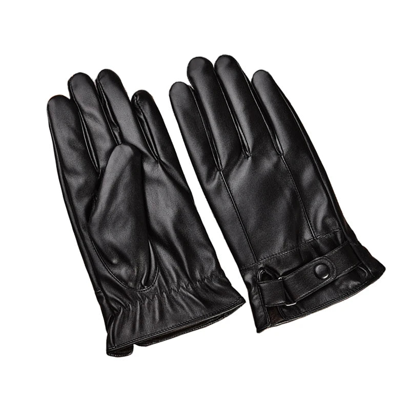 Touchscreen Leren Handschoenen Heren Winter Synthetisch Leer Windproof Warm Autorijden Fietshandschoenen | Sansoti