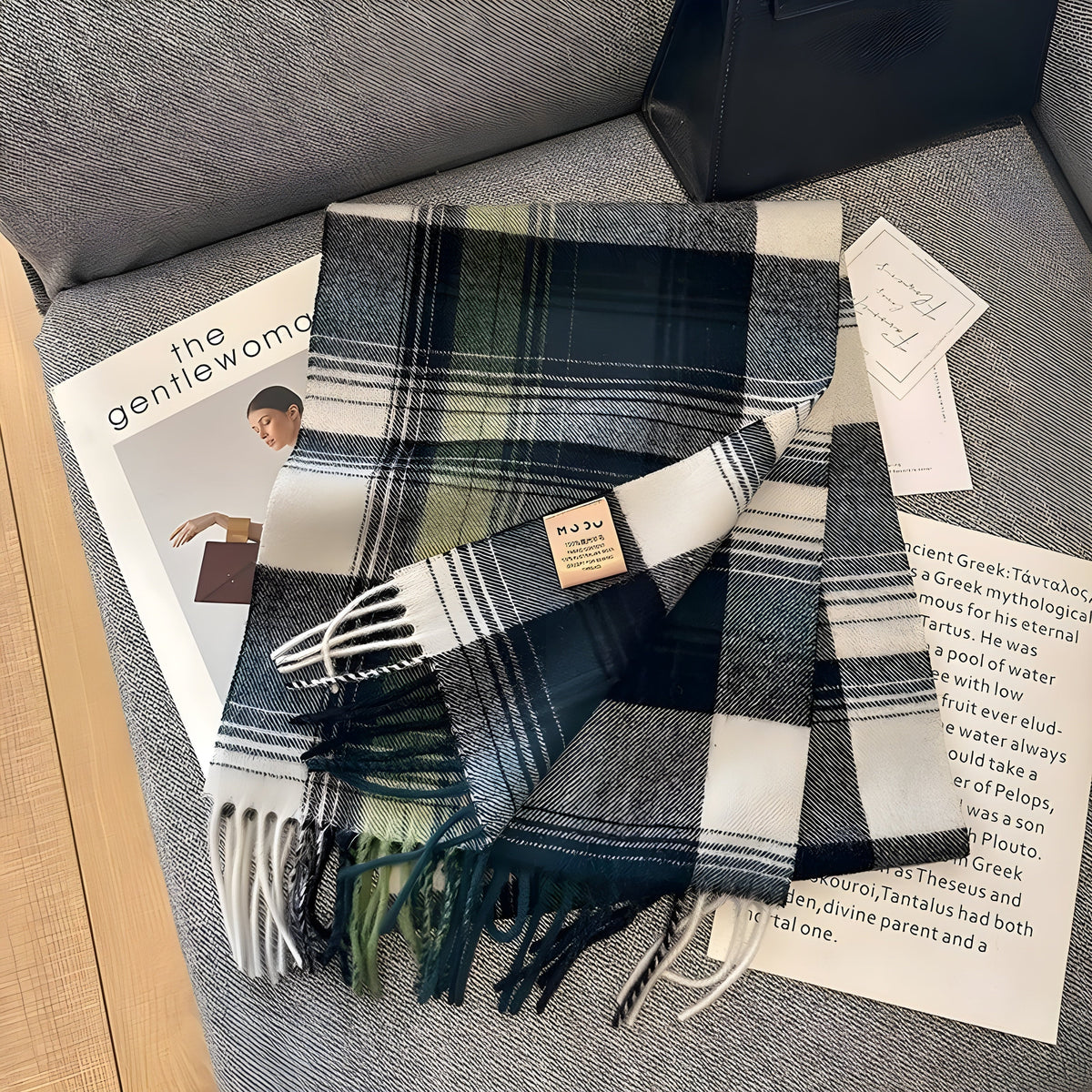 Karierter Kaschmir-Winterschal für Damen, 200×70cm, klassisches Muster, weicher Wollumhang, elegant für Herbst und Winter | Sansoti