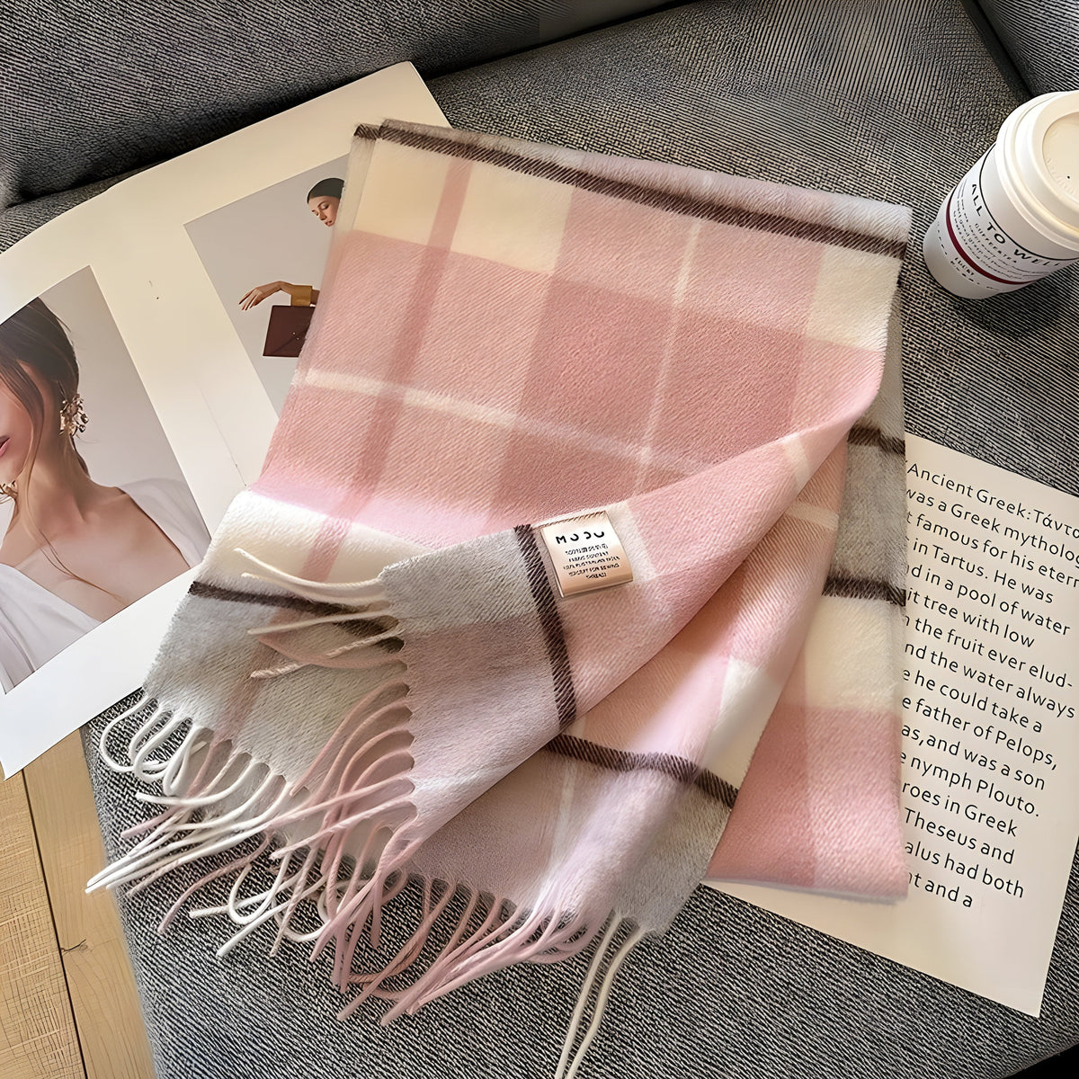 Karierter Kaschmir-Winterschal für Damen, 200×70cm, klassisches Muster, weicher Wollumhang, elegant für Herbst und Winter | Sansoti