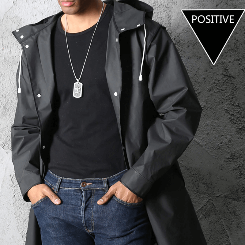 Long Black Waterproof Raincoat, Water-Repellent EVA, Foldable, Lightweight, Reusable, Unisex Outdoor Rainwear | Sansoti