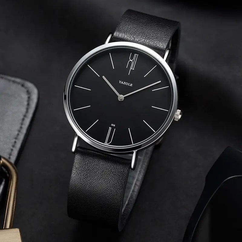 Herrenarmbanduhr mit Lederarmband und Quarzuhrwerk, klassisches Design, stilvolle Vintage-Optik, zeitlos und elegant | Sansoti