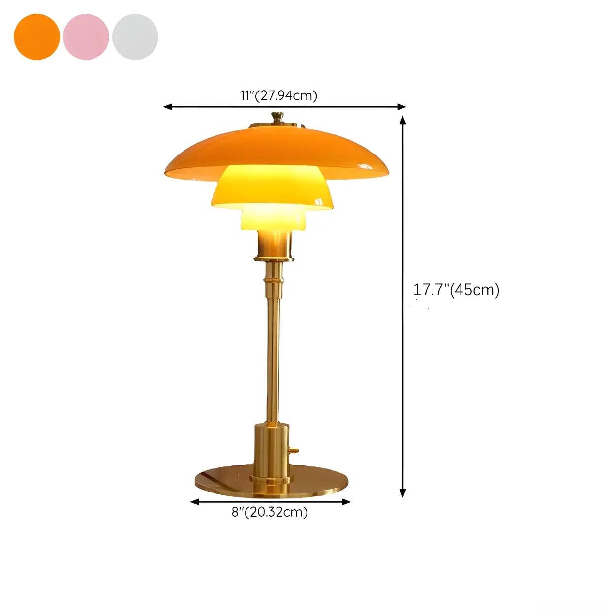 Lampe de table vintage avec abat-jour en verre multicouche ambré et pied doré – Lampe de chevet design moderne | Restfield