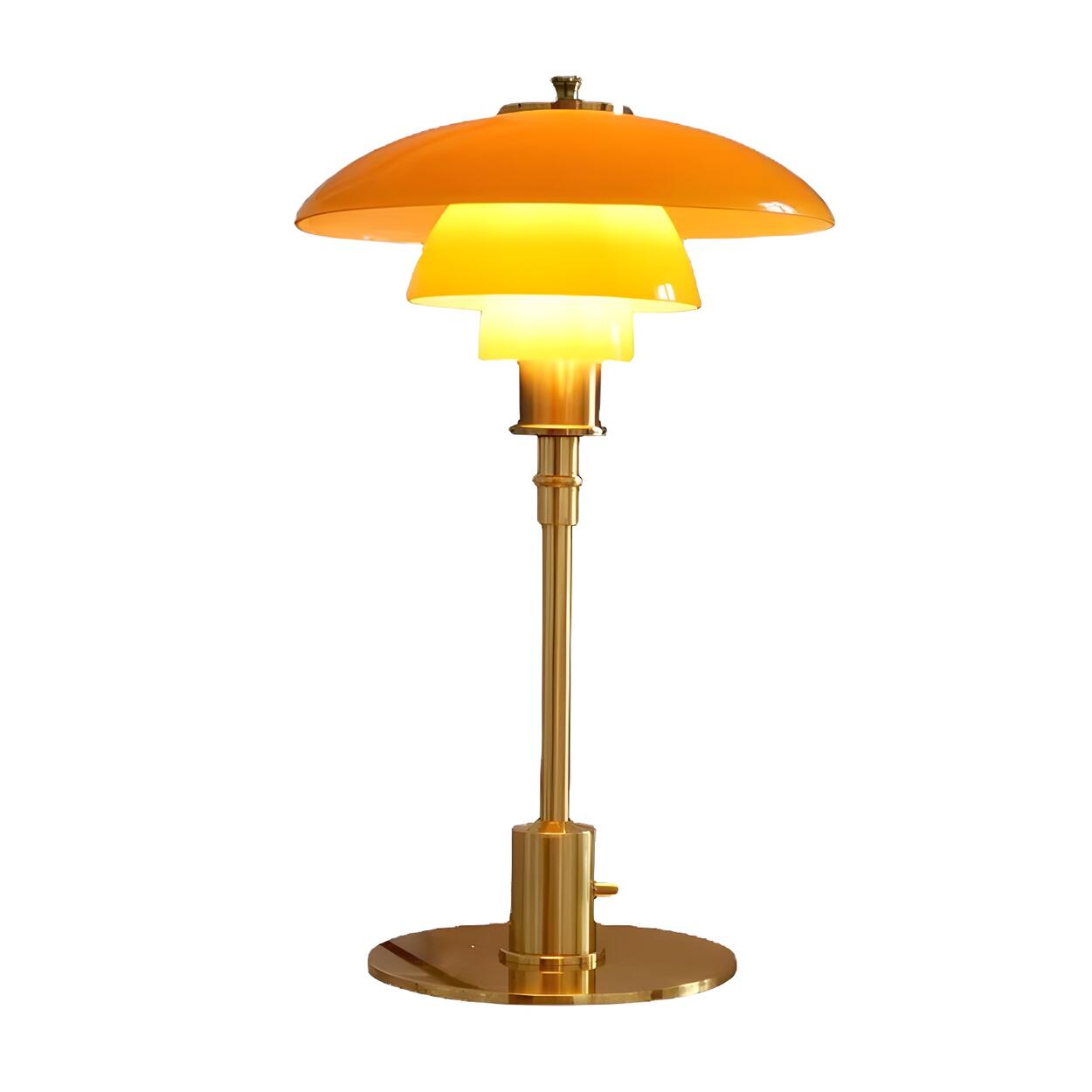 Lampe de table vintage avec abat-jour en verre multicouche ambré et pied doré – Lampe de chevet design moderne | Restfield