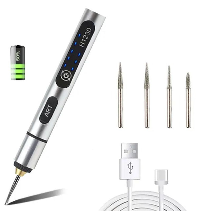 Elektrische Graveerpen Draadloos Oplaadbaar LCD 18000rpm Hout Glas Metaal Hobbygereedschap Graveren Sieraden DIY | Sansoti