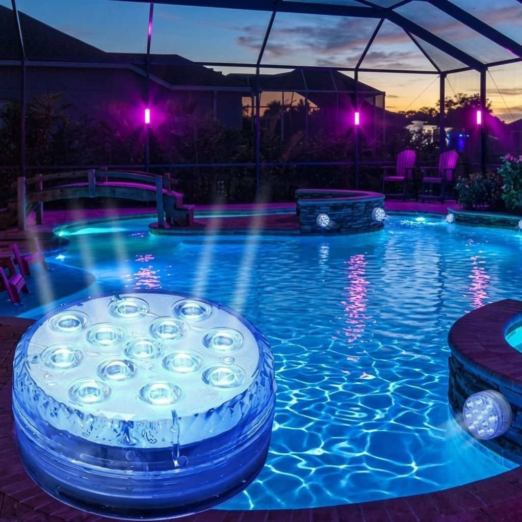 Lampe LED sous-marine RGB pour piscine avec télécommande, 13 couleurs, étanche IP68, éclairage décoratif | Sansoti