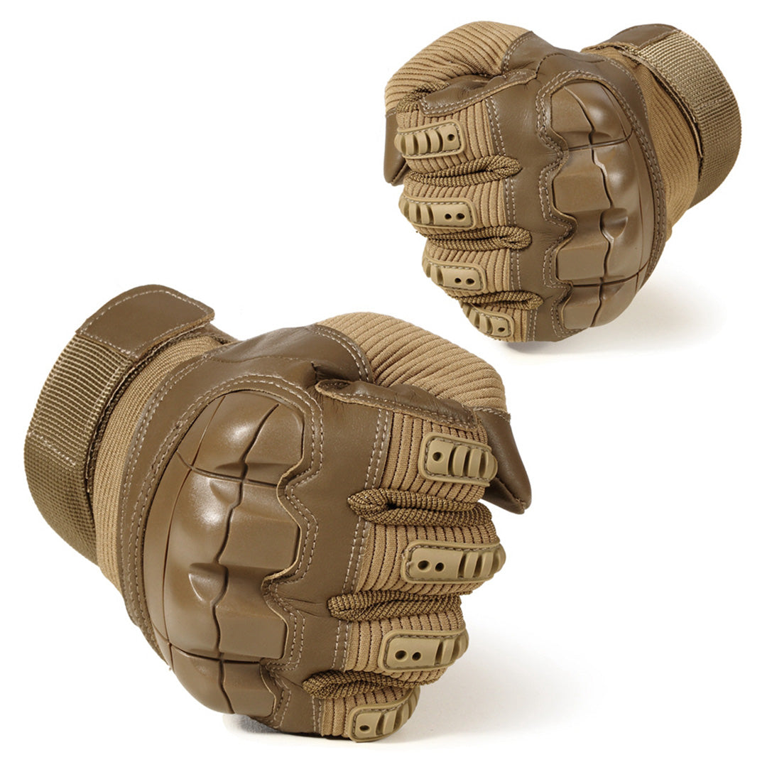 Tactical Gloves Faux Leather Cotton Khaki Outdoor Camping Work Protection Finger Grip Safety | Sansoti