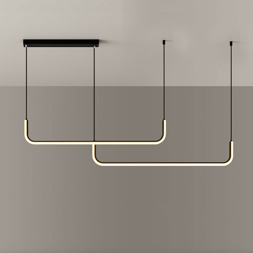 Hängelampe LED Aluminium Schwarz Modern Esszimmer Wohnzimmer Dimmbar Lineare Pendelleuchte Minimalistische Deckenlampe Tisch | Restfield