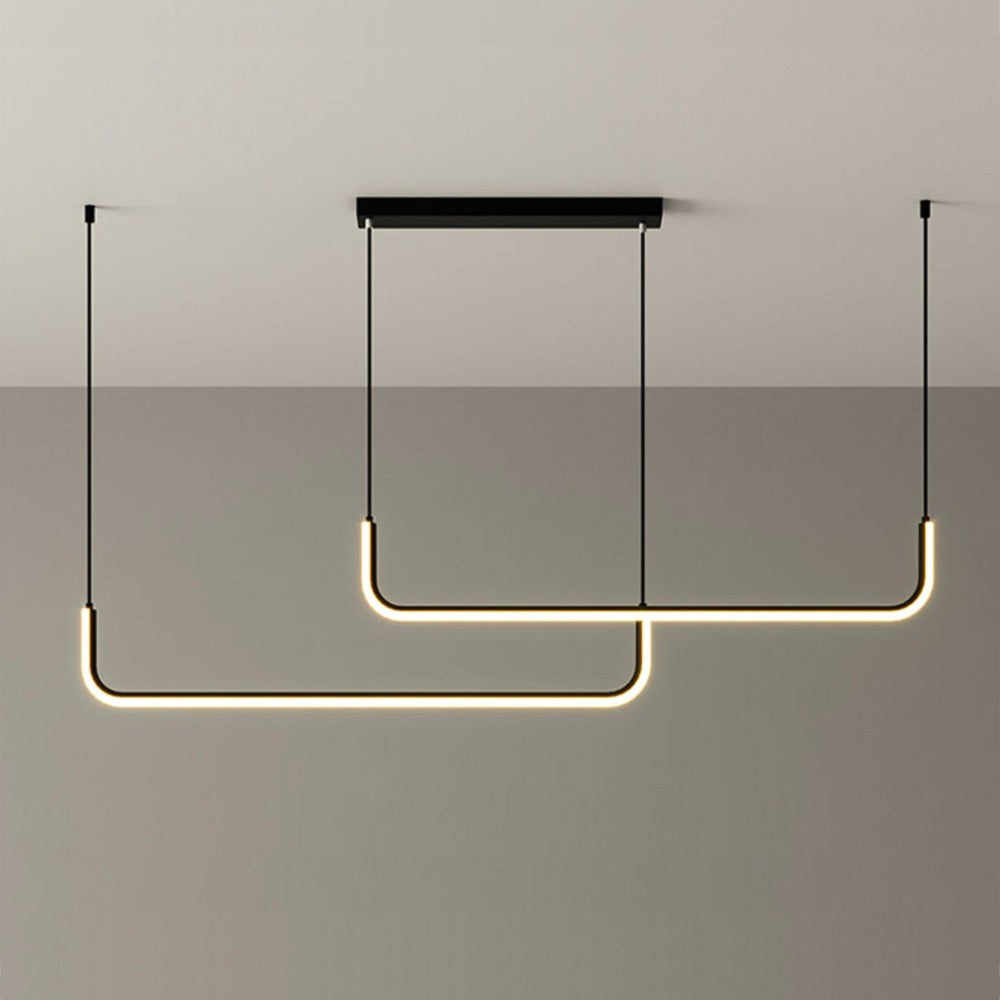 Hängelampe LED Aluminium Schwarz Modern Esszimmer Wohnzimmer Dimmbar Lineare Pendelleuchte Minimalistische Deckenlampe Tisch | Restfield