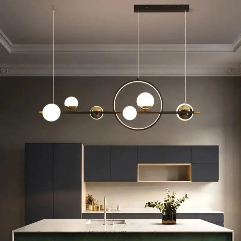 Hanglamp Bol Zwart LED Dimbaar G9 6-Lichts Scandinavisch Woonkamer Eetkamer Modern | Sansoti