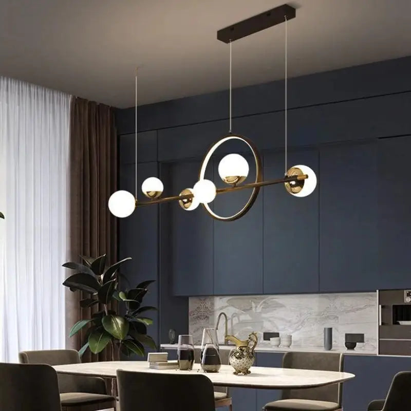 Hanglamp Bol Scandinavisch LED Aluminium Zwart 112cm Dimbaar Design | Sansoti