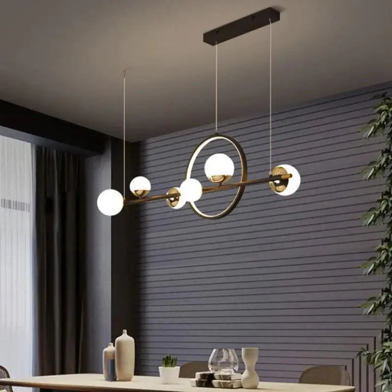 Hanglamp Bol Scandinavisch LED Aluminium Zwart 112cm Dimbaar Design | Sansoti