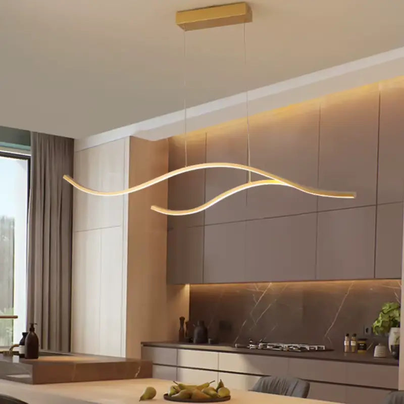 Hanglamp Vague Modern LED Aluminium Acryl Goud Zwart 120cm | Sansoti
