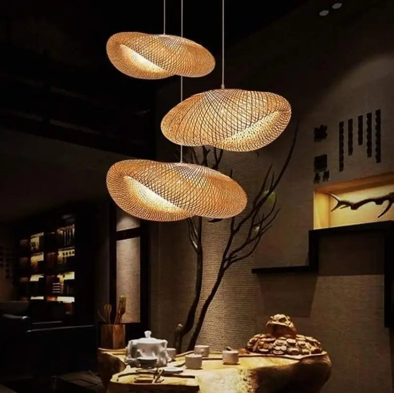 Hanglamp Rotan Natuurlijk Bamboe Hout 60cm Verstelbaar Tot 120cm | Sansoti