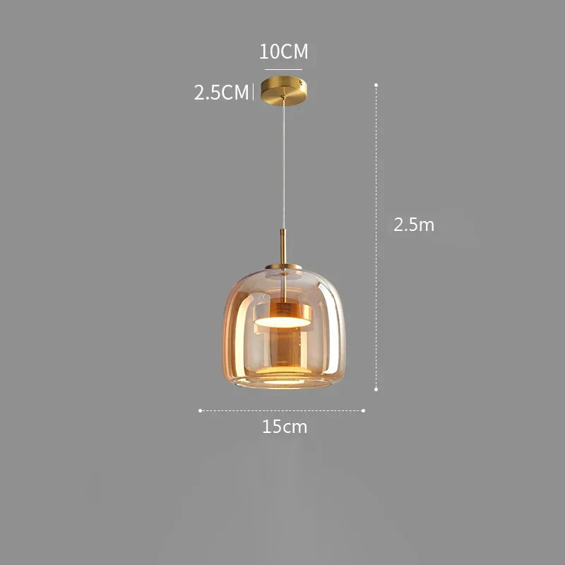 Nordische Hanglamp Glas LED Cognac Rookgrijs Scandinavisch | Sansoti