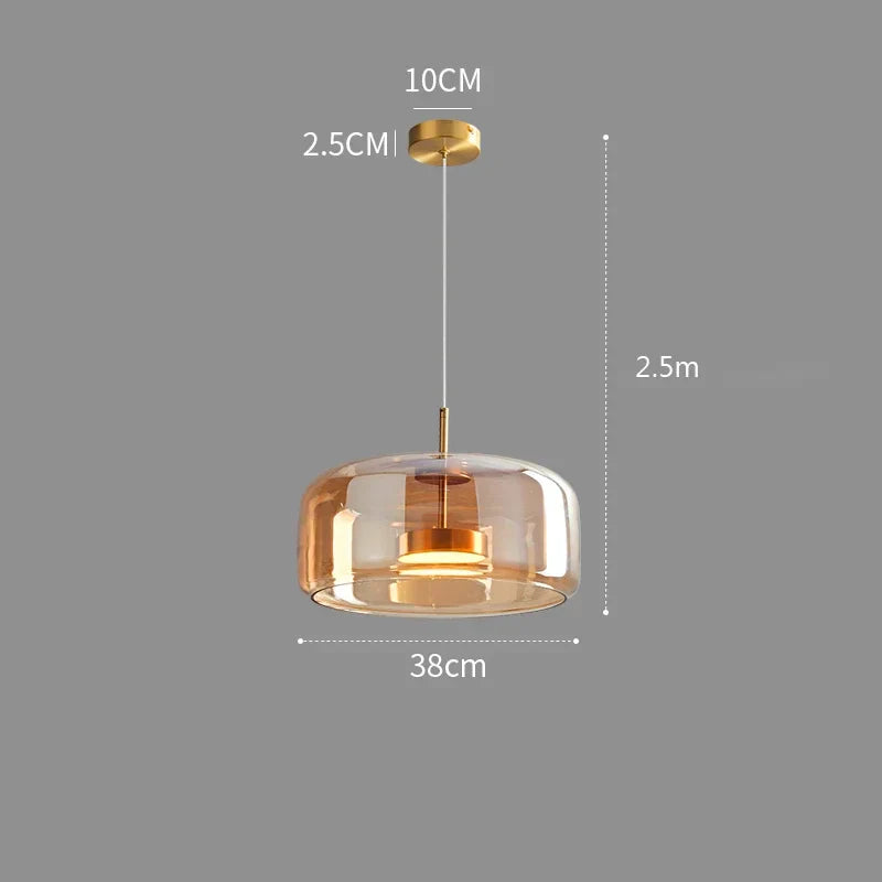 Nordische Hanglamp Glas LED Cognac Rookgrijs Scandinavisch | Sansoti