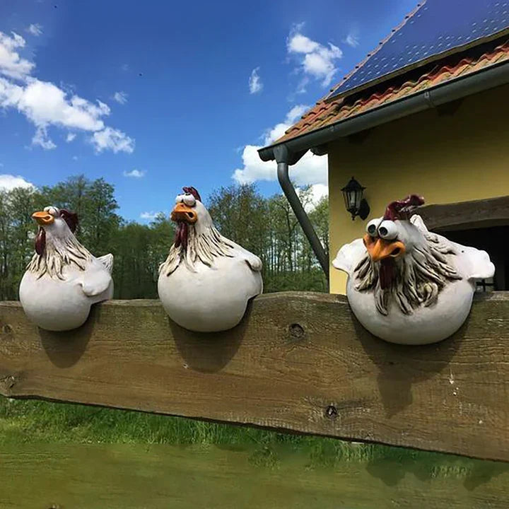 Dekoracyjna figurka koguta z żywicy do ogrodu, na taras, balkon, na zewnątrz i do wnętrz, 16 cm, odporna na warunki atmosferyczne, dekoracja ogrodowa | Sansoti
