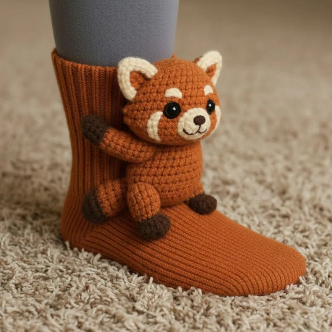 Pluche Verwarmde Sokken met Diermotief voor Koude Voeten Winter Cadeau | Sansoti