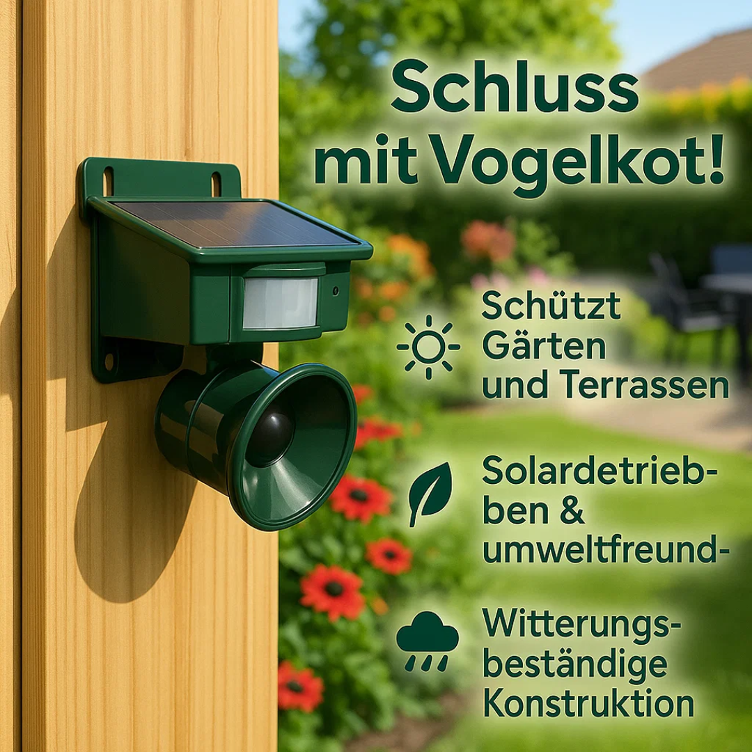 Vogelabwehr Solarenergie PIR Bewegungssensor Wasserdicht Akustische Abschreckung Garten Balkon Terrasse | Restfield