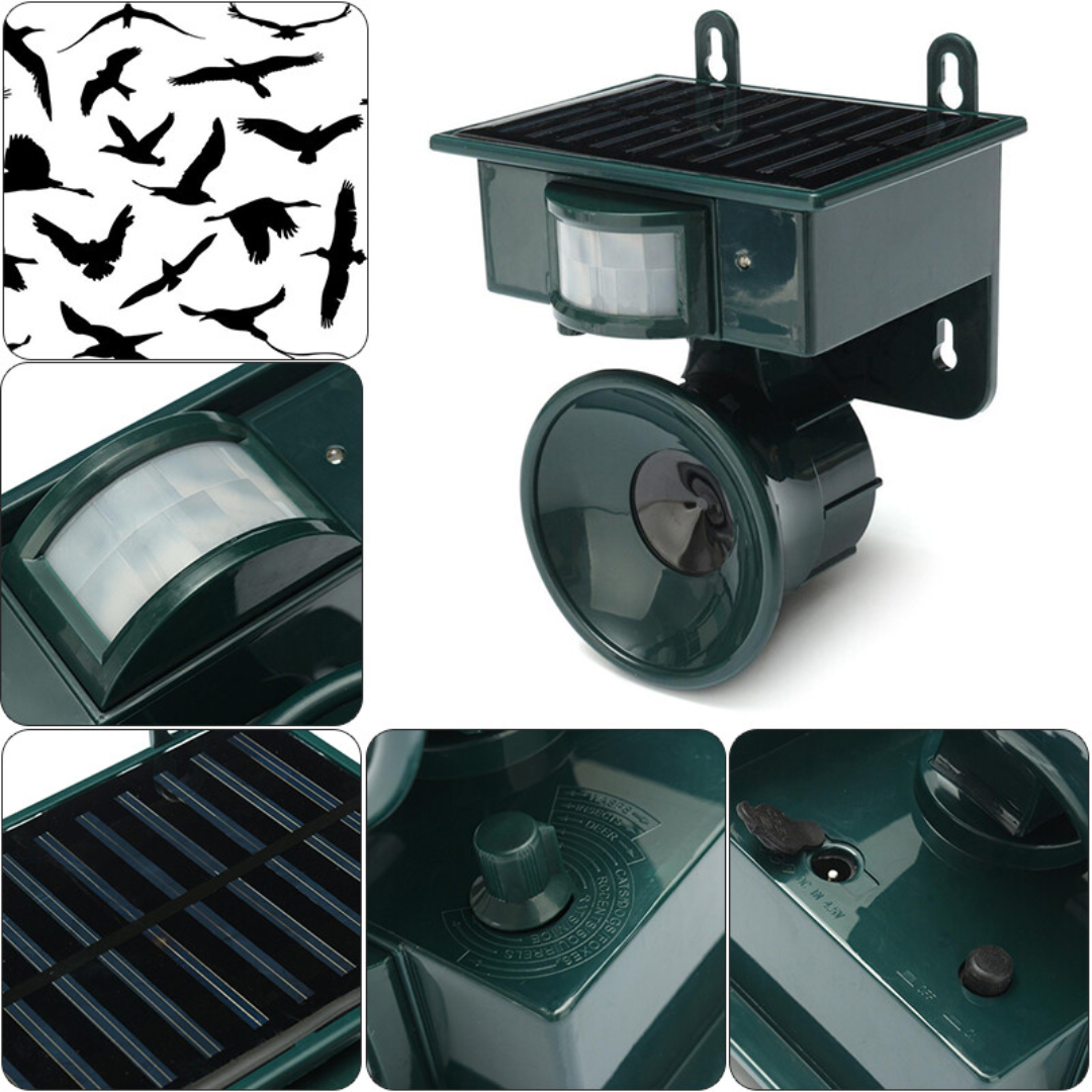 Dissuadeur d'oiseaux solaire capteur de mouvement PIR étanche répulsif sonore jardin balcon terrasse | Restfield