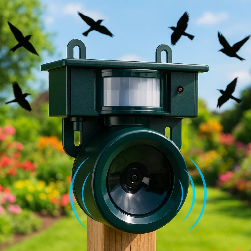 Dissuadeur d'oiseaux solaire capteur de mouvement PIR étanche répulsif sonore jardin balcon terrasse | Restfield