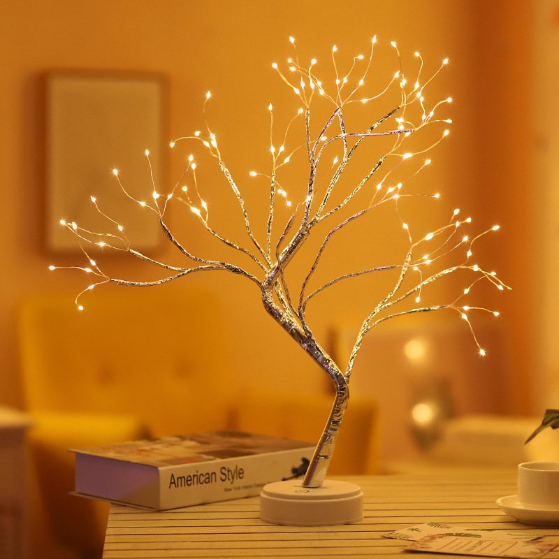 Bonsai Tree Table Lamp with LED Lighting Warm Atmospheric Decorative Tree Lamp USB or Battery Mood Light for Christmas Decoration Living Room | Sansoti