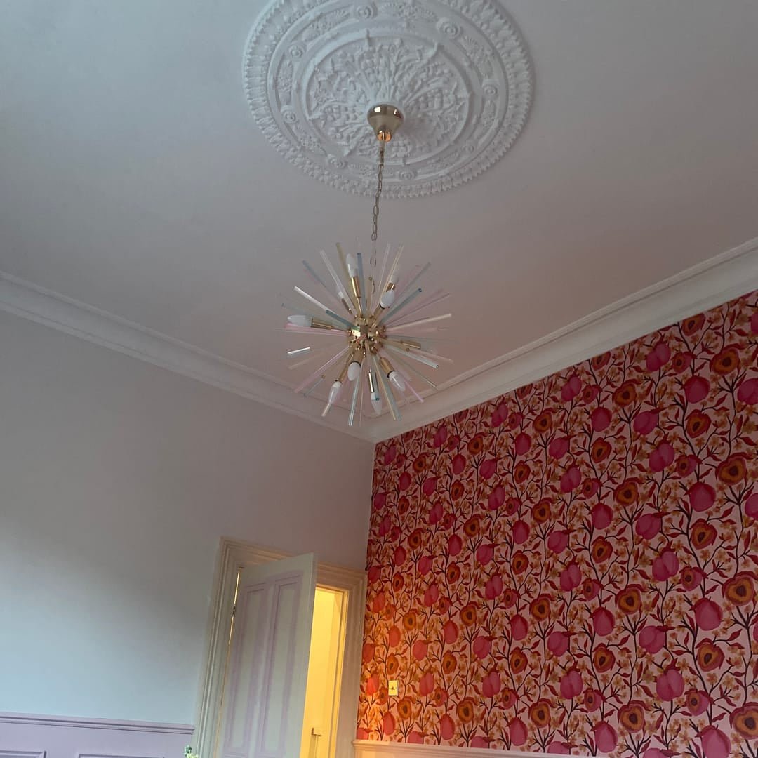 Kronleuchter Sputnik Regenbogen 12-flammig Messing Bunt 56cm Wohnzimmer Esszimmer Dimmbar