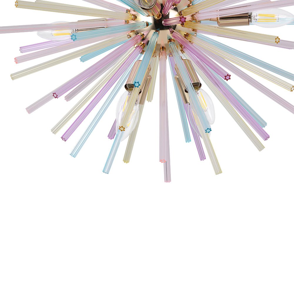 Kronleuchter Sputnik Regenbogen 12-flammig Messing Bunt 56cm Wohnzimmer Esszimmer Dimmbar