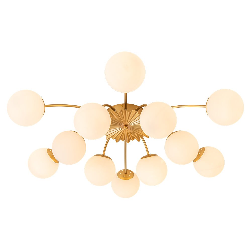 Plafondlamp Sputnik 12-Lichts Opaal Glas Messing 100cm Woonkamer Eetkamer Dimbaar