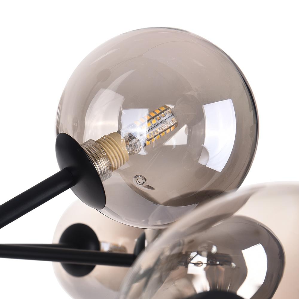 Moderne lineare Sputnik-Kronleuchter mit 15 Glaskugeln in Schwarz oder Messing – Design-Hängelampe 112 cm | Restfield