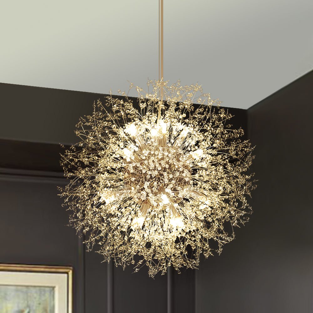 Kronleuchter Feuerwerk Sputnik 16-flammig Kristall Messing 80cm Wohnzimmer Eingang Dimmbar