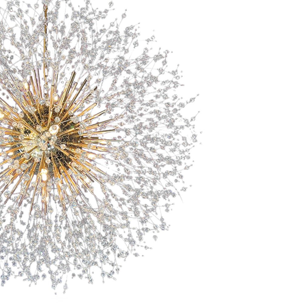 Großer Sputnik Kronleuchter mit Feuerwerk-Design und Kristalleffekt in Messing oder Chrom – luxuriöse Hängelampe 100 cm | Restfield