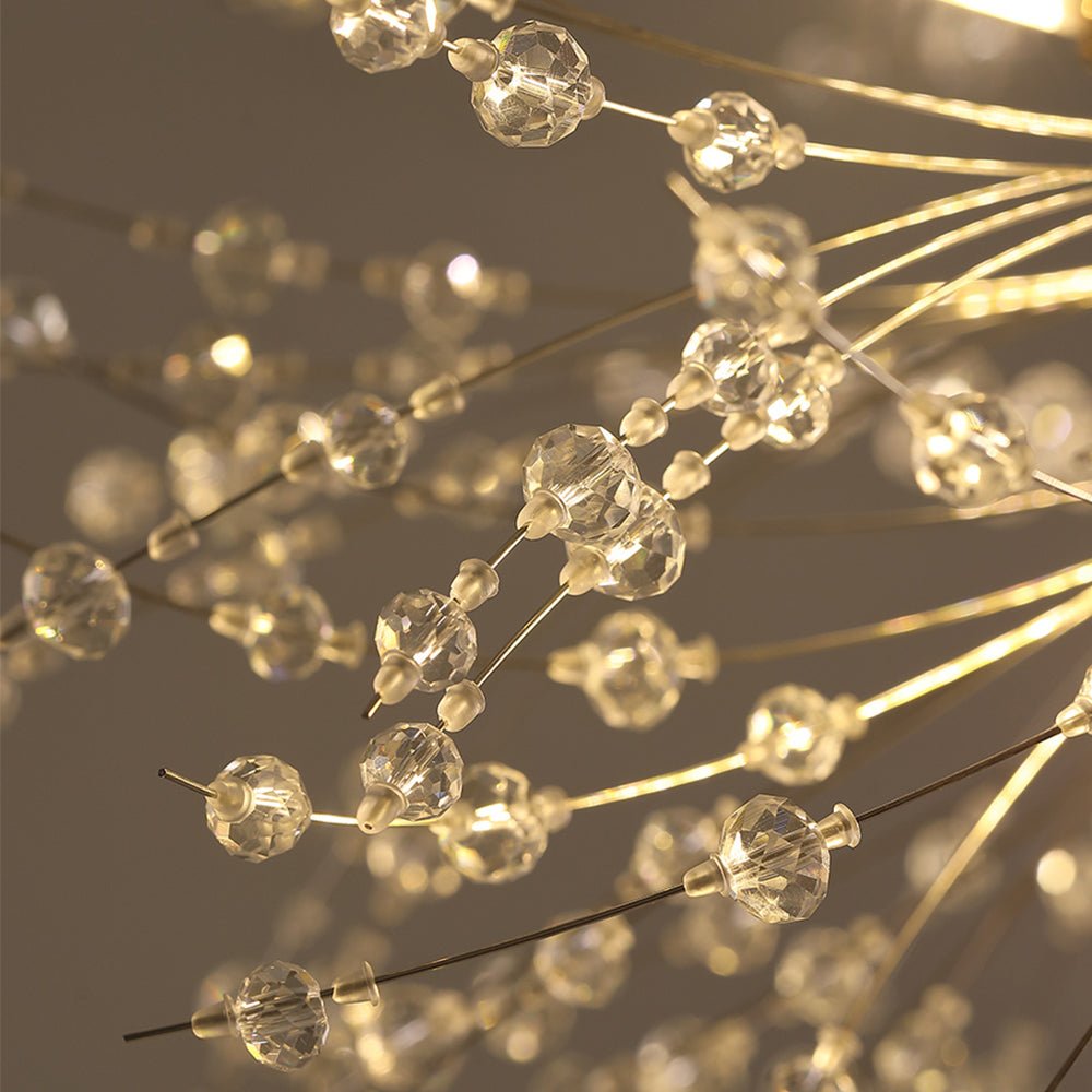 Großer Sputnik Kronleuchter mit Feuerwerk-Design und Kristalleffekt in Messing oder Chrom – luxuriöse Hängelampe 100 cm | Restfield