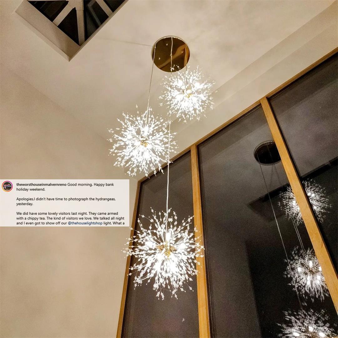 Kronleuchter Feuerwerk Löwenzahn Messing 3 oder 5 Kugeln 24-40 Lichter Flur Wohnzimmer Dimmbar