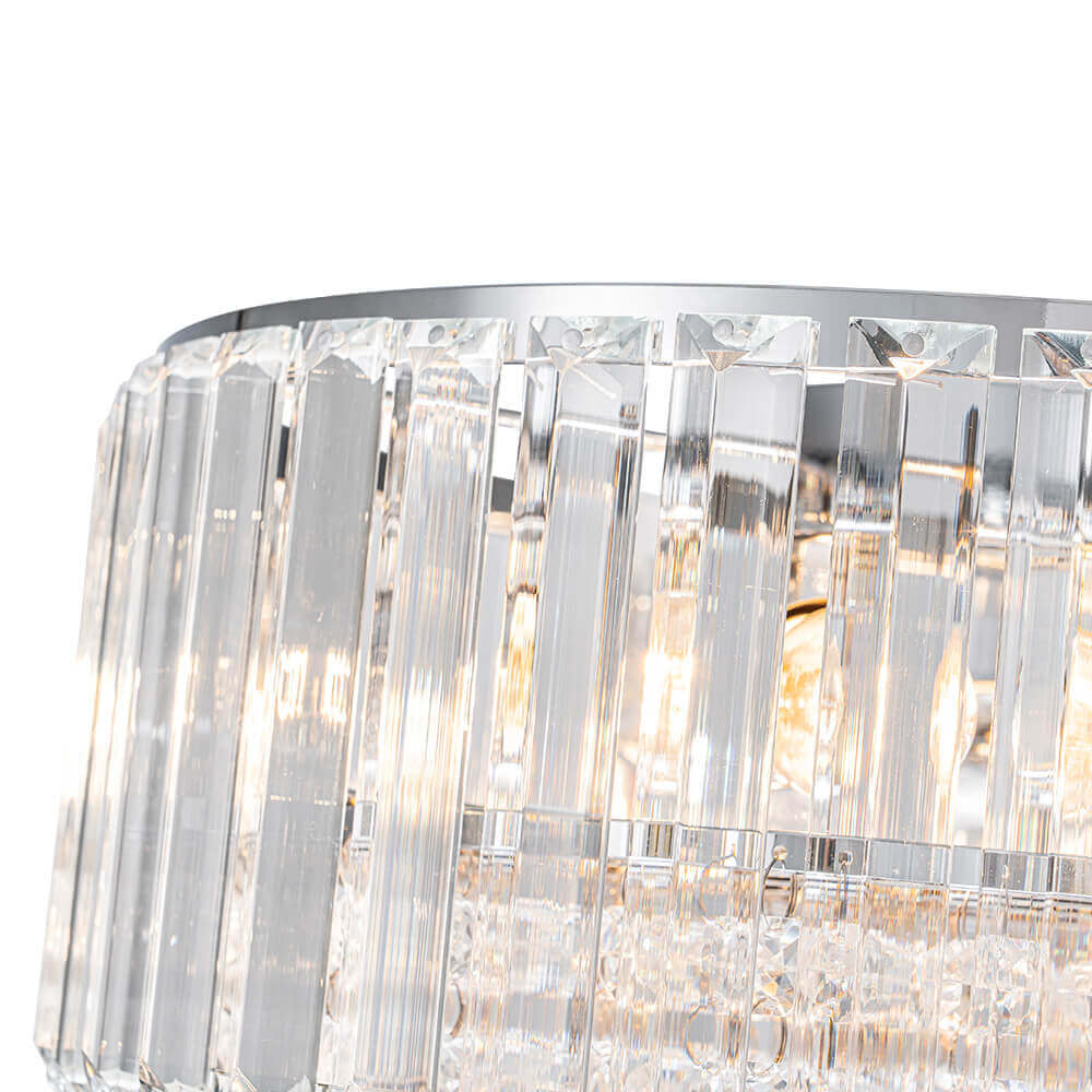 Plafonnier cristal rond 3 lumières noir chrome dimmable 35cm Salon Chambre Moderne