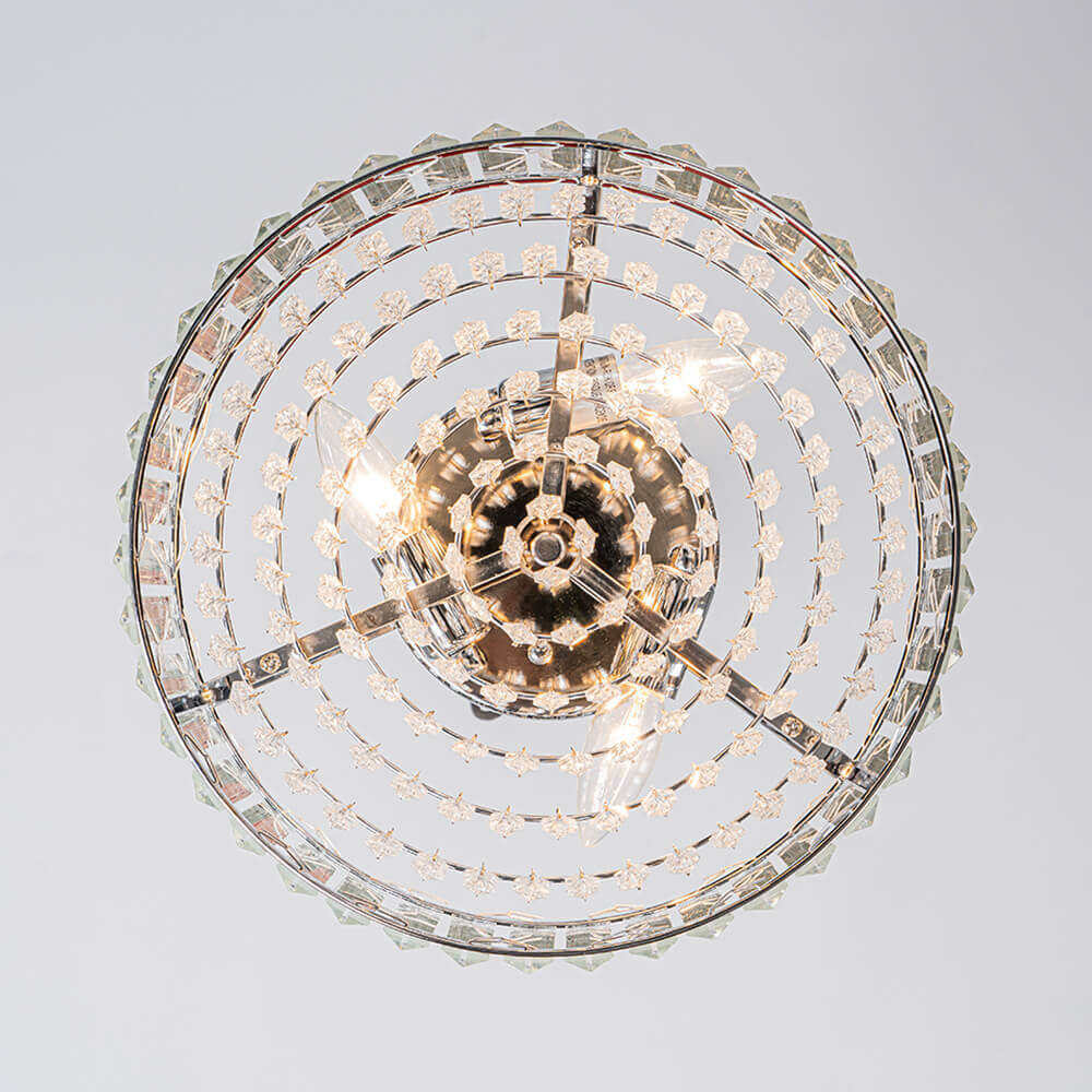 Plafonnier cristal rond 3 lumières noir chrome dimmable 35cm Salon Chambre Moderne