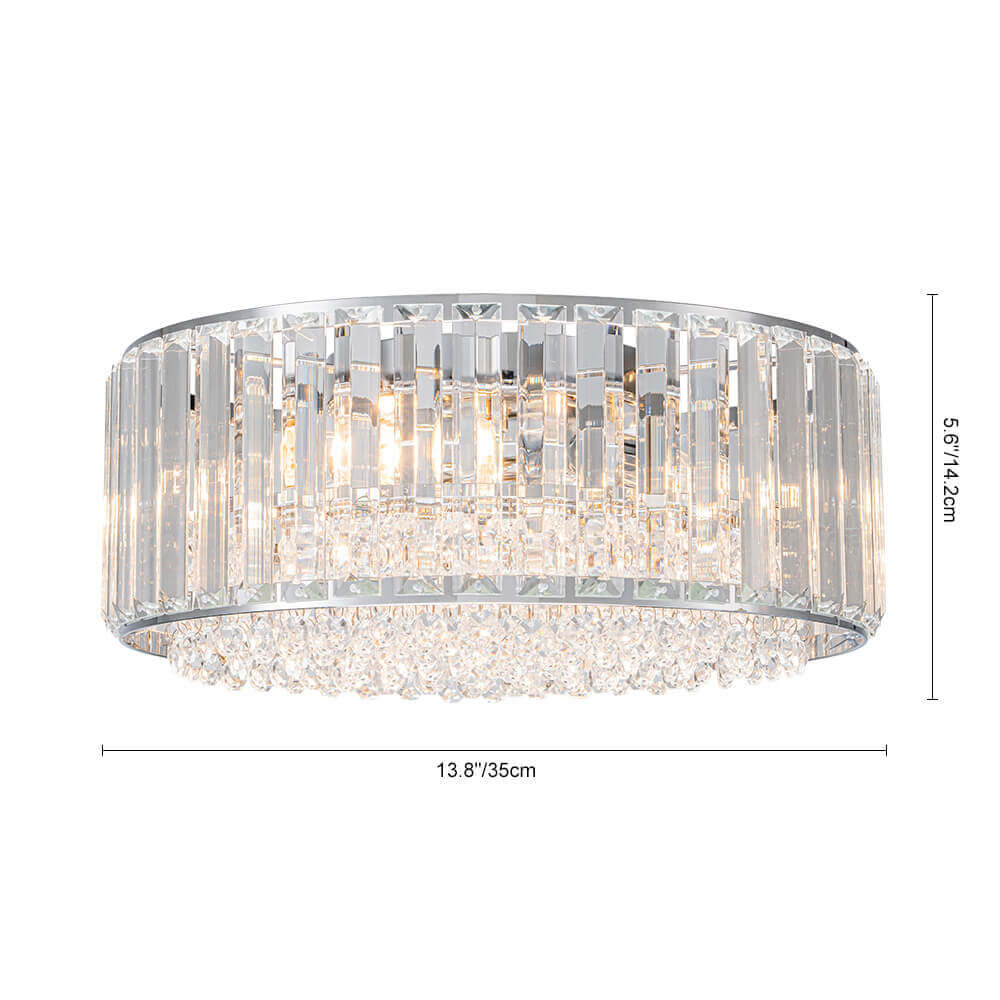 Plafonnier cristal rond 3 lumières noir chrome dimmable 35cm Salon Chambre Moderne