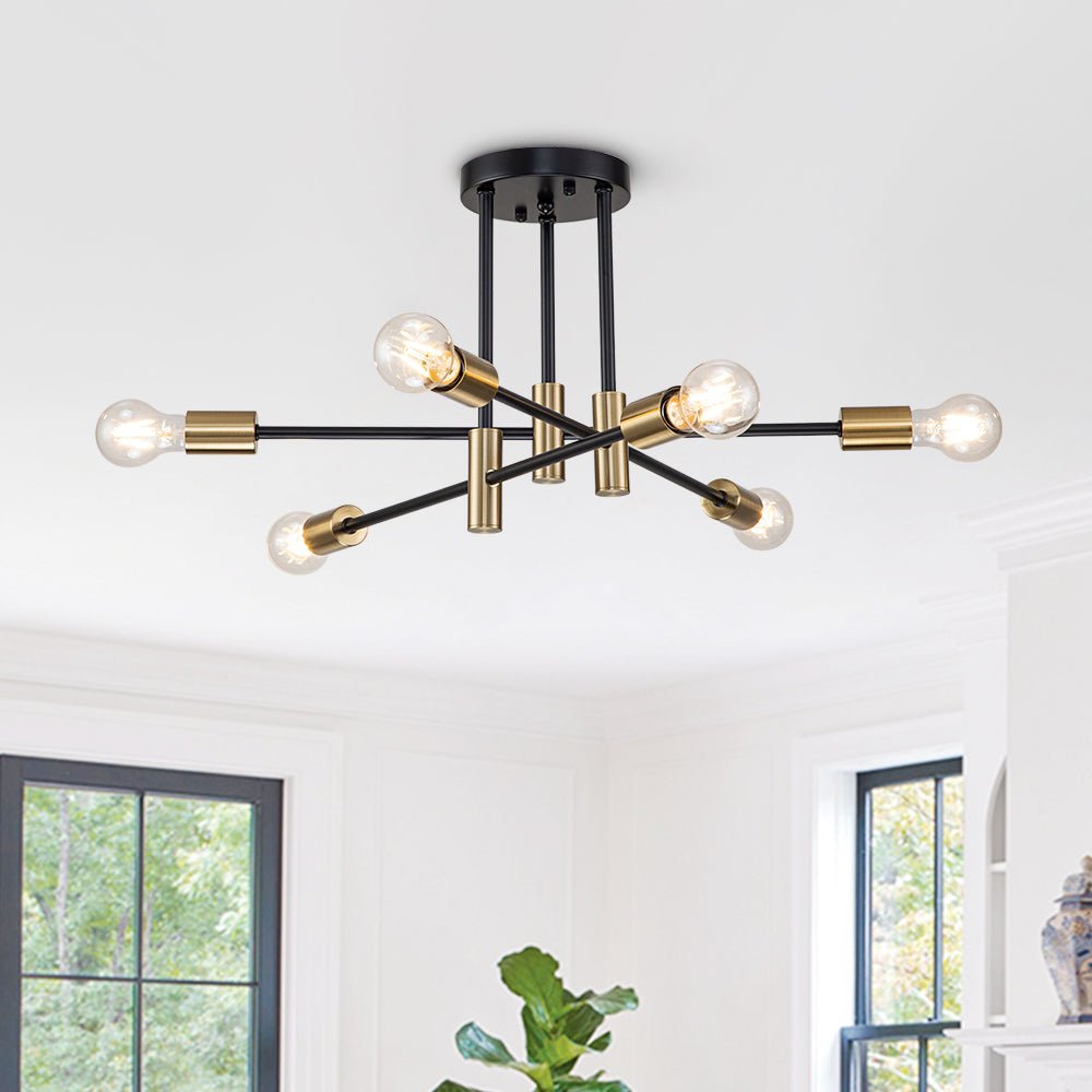Deckenleuchte Sputnik 6 oder 8-Flammig Schwarz Metall 62-103cm Retro Modern Wohnzimmer Dimmbar