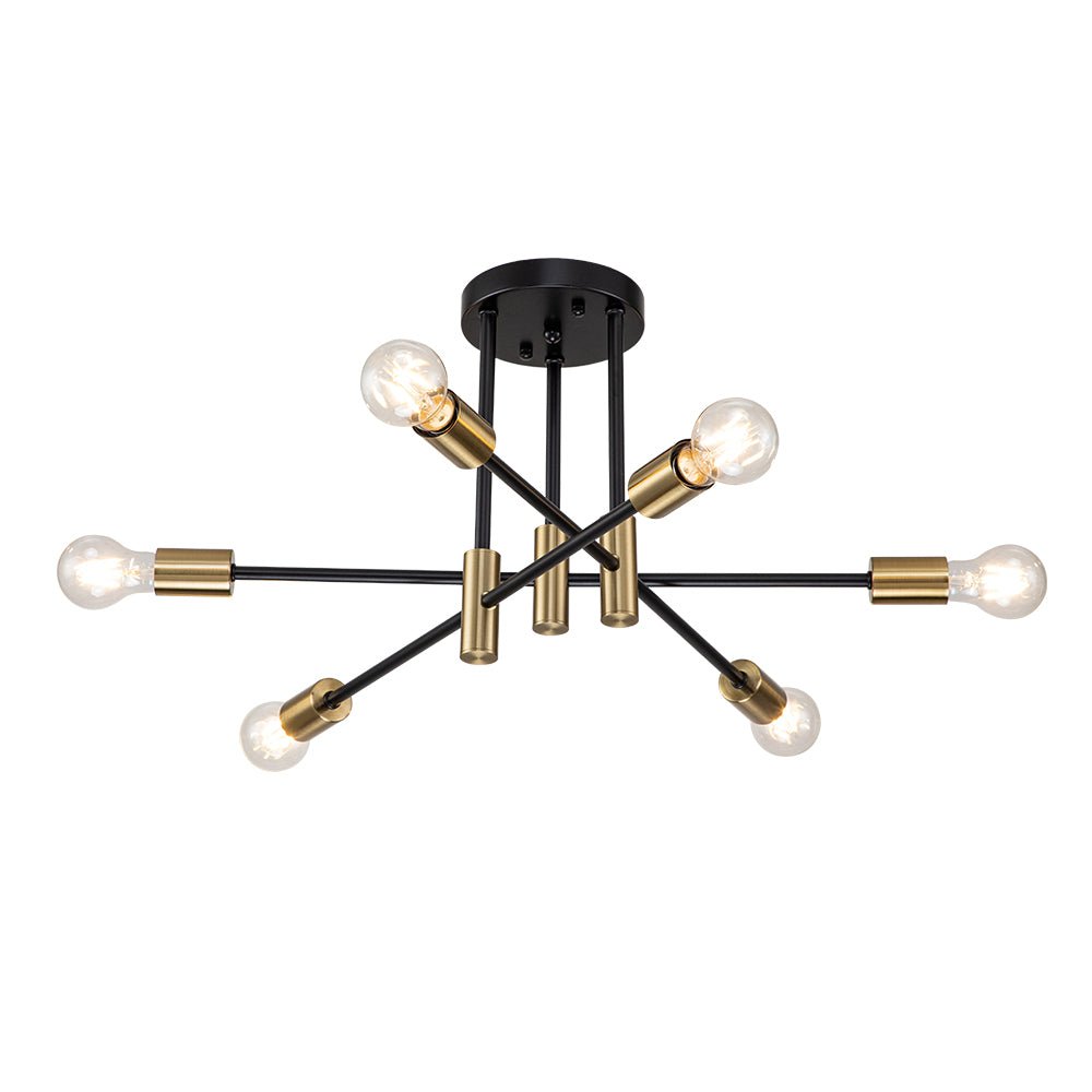 Deckenleuchte Sputnik 6 oder 8-Flammig Schwarz Metall 62-103cm Retro Modern Wohnzimmer Dimmbar