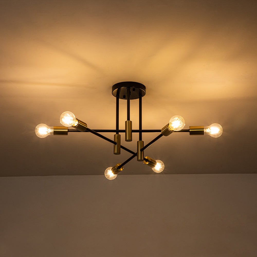 Deckenleuchte Sputnik 6 oder 8-Flammig Schwarz Metall 62-103cm Retro Modern Wohnzimmer Dimmbar