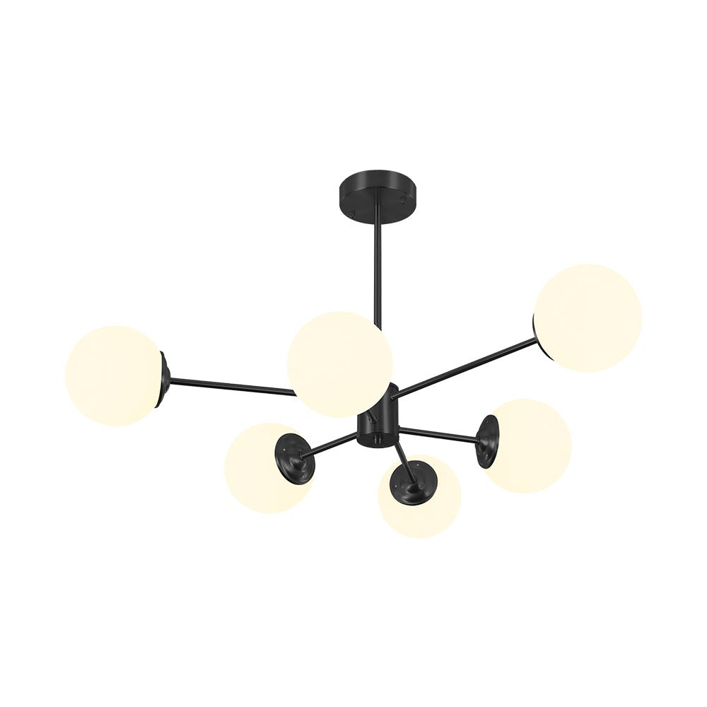 Moderne Sputnik-Kronleuchter mit Opalglaskugeln in Gold oder Schwarz – dimmbare Design-Hängelampe 6, 8 oder 12 Flammen | Restfield