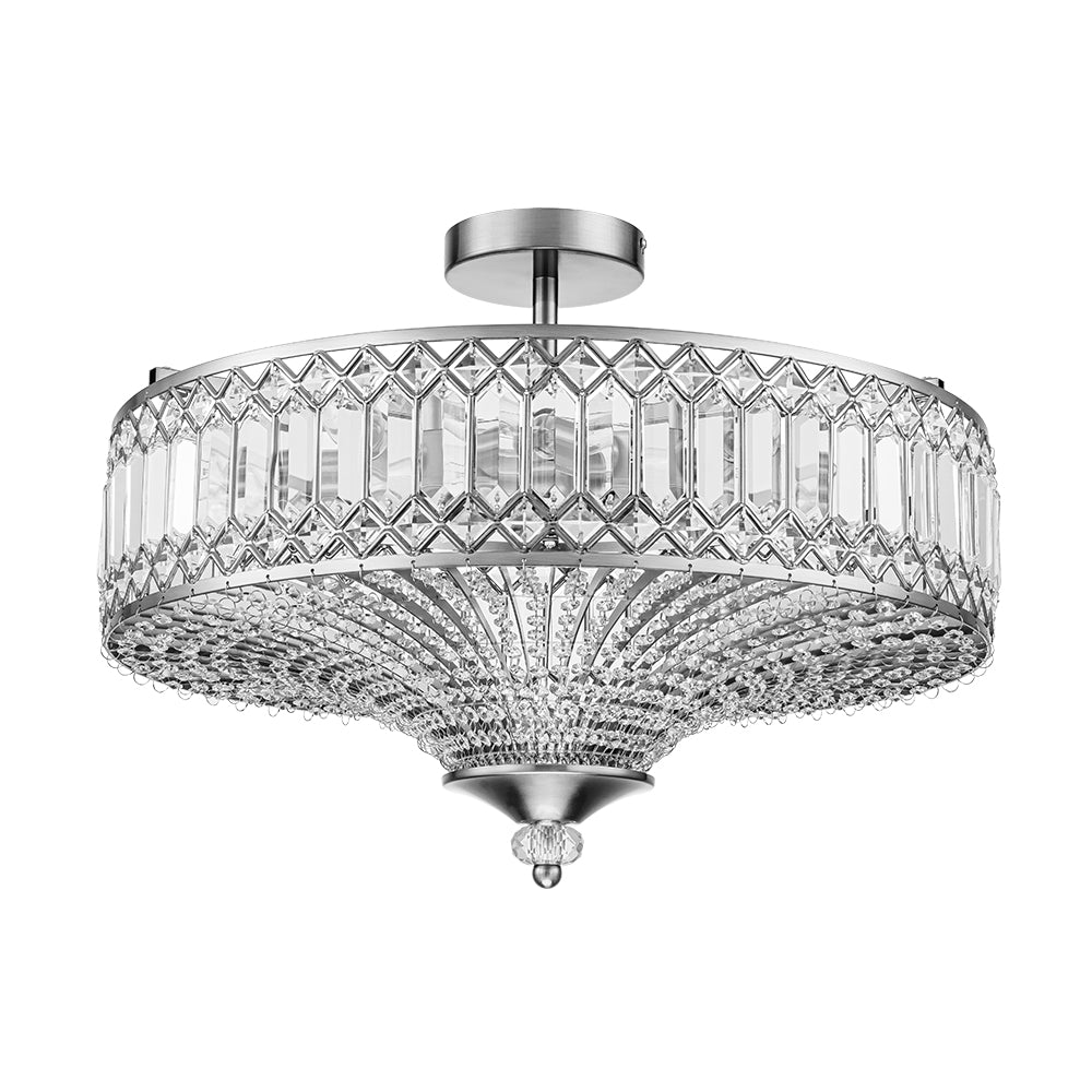 Plafonnier en cristal de luxe avec design tambour en laiton noir ou chrome – plafonnier glamour 50 cm | Restfield