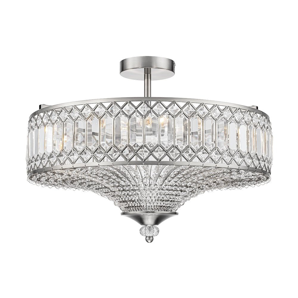 Plafonnier en cristal de luxe avec design tambour en laiton noir ou chrome – plafonnier glamour 50 cm | Restfield